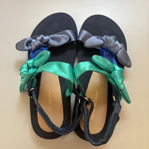 Stuart Weitzman Bandeau Sport Sandal Teva Style Satin Bow Strap Size 7.5 Adjusts - Picture 6 of 10